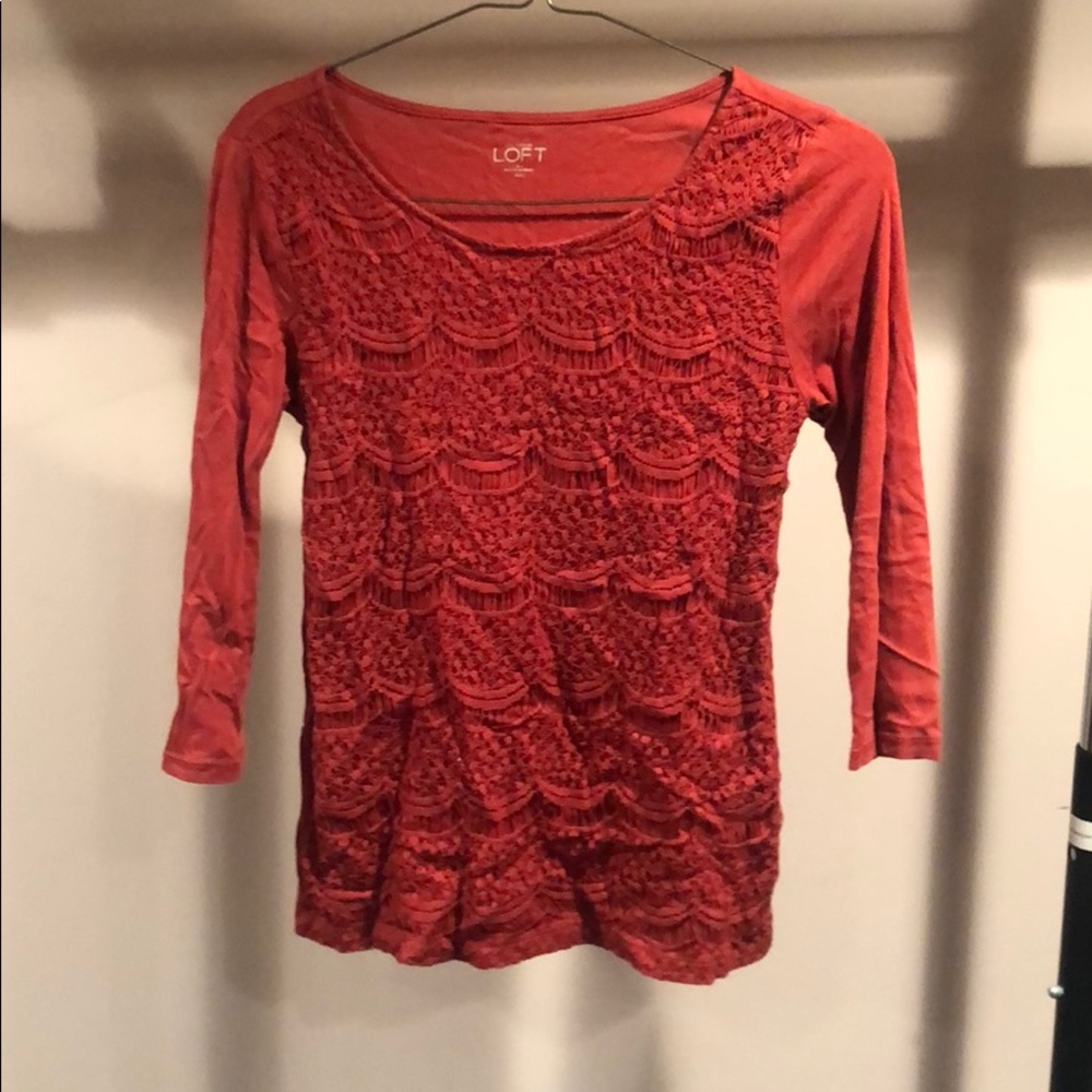 LOFT Burnt Orange Lace Top